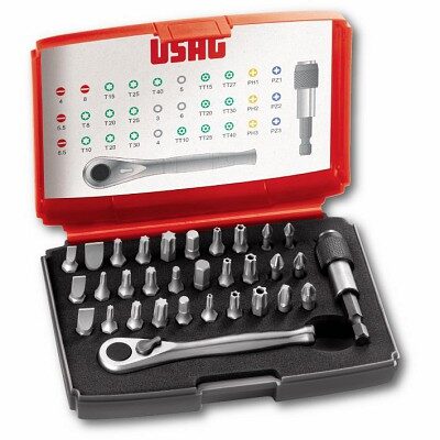 USAG 692 J32 U06920042 ASSORTIMENTO DI INSERTI PER AVVITATURA CON CRICCHETTO REVERSIBILE 1/4"